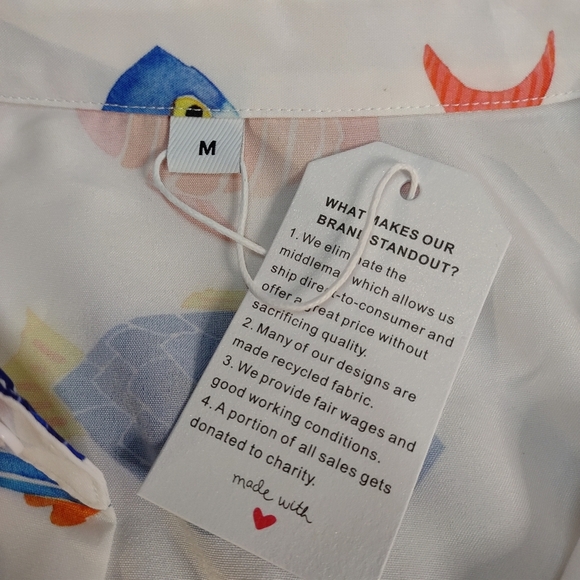 Aquatic Fashion Women's Multicolor Mini Shirt Dress Button Up Size Medium NWT - Picture 8 of 9